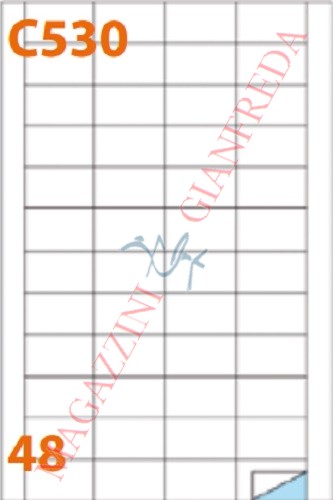 MARKIN C530 ETICHETTE MM 48X25 AUTOADESIVE PERMANENTI CON MARGINE. 100 FOGLI A4 DA 48 ETICHETTE